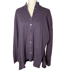 Neon Buddha Top Womens Large Purple Waffle Knit High Low Hem‎